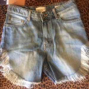 DENIM FRINGED SHORTS